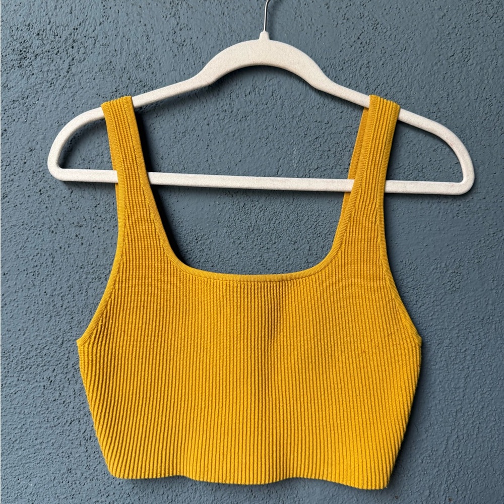 Mustard Yellow Ribbed Crop Top